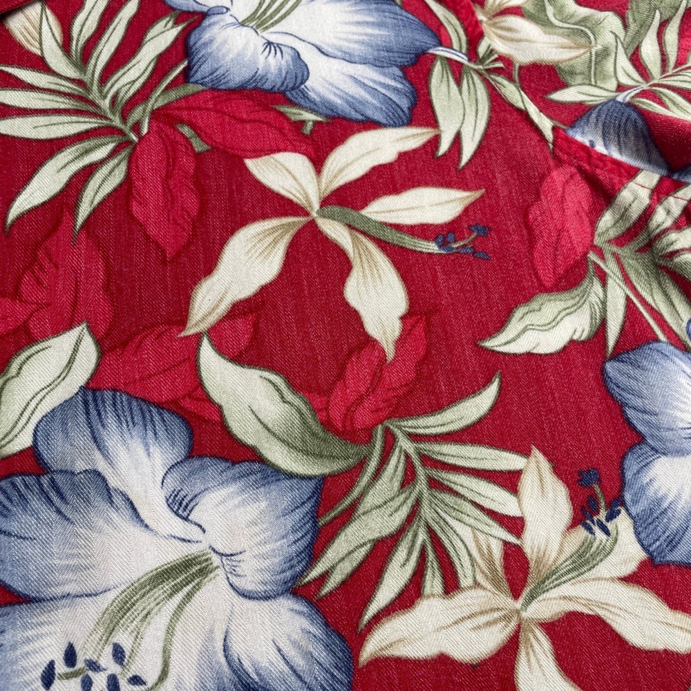 Vtg Havana Jacks Cafe XL Red Floral Hibiscus Rayon Hawaiian Camp Shirt Tropical - Picture 4 of 9